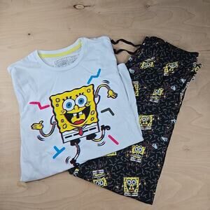 Nickelodeon Spongebob SquarePants Pajama Set T-shirt Lounge Pants Women's Size M